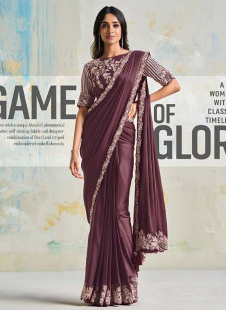 Brown Colour Taranaah Satin Silk Party Wear Wholesale Saree Collection 22408